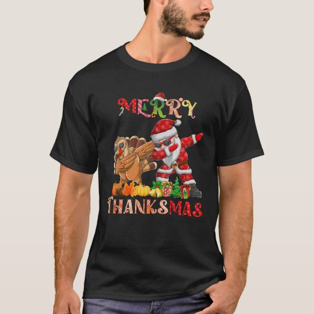 Camiseta Feliz Thanksmas Papais noeis turcos abatendo (Frente)