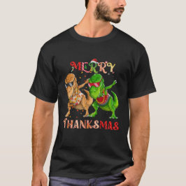 Camiseta Feliz Thanksmas T Rex Dinossaur Rapper Dabbing
