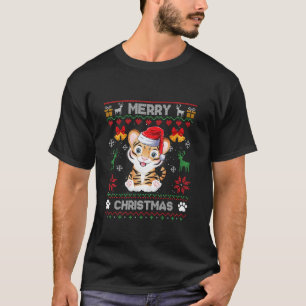 Camiseta Feliz Tiger Natal Pajama Ugly Sweater Papais noeis
