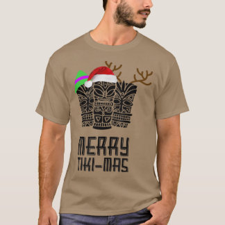 Camiseta Feliz TikiMas Christmas , Santa Hat Tiki Tee