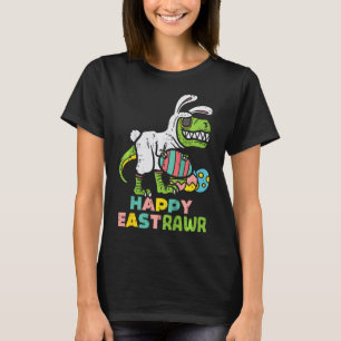 Camiseta Feliz Trex Páscoa Coelho Ovo Dinossauro Engraçado