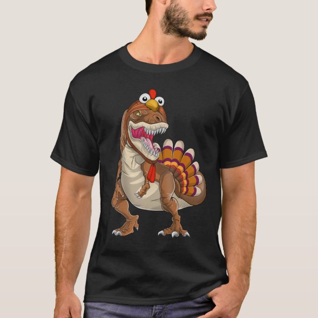 Camiseta Feliz Trex Trex Dinosaur Turquia Ação de Graças (Frente)