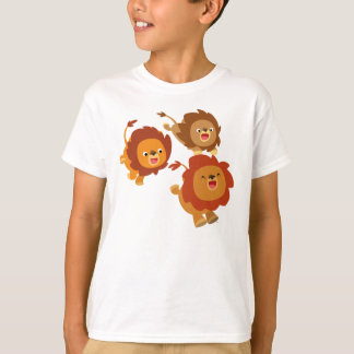 Camiseta Feliz Trio de Cartoons Bonitos Leões Crianças Cami