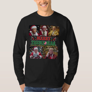 Camiseta Feliz Trumpmas Papais noeis Engraçados Tremem Feli