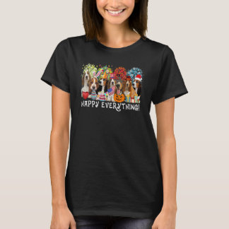 Camiseta Feliz Tudo Bassett Hound Dog Seasons Todos os Anos