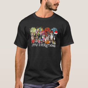 Camiseta Feliz Tudo Pitbull Cachorro Estações Todo Ano Árvo