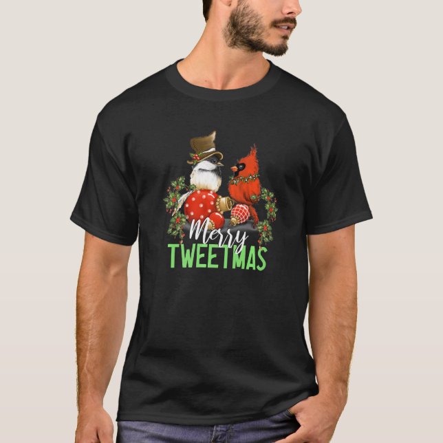 Camiseta Feliz Tweetmas Natal    BirdRed Cardinal Pintinho (Frente)