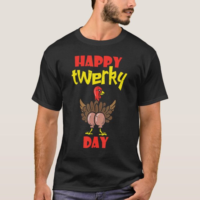 Camiseta Feliz Twerkey Dia da Turquia Pequeno Obrigado de P (Frente)