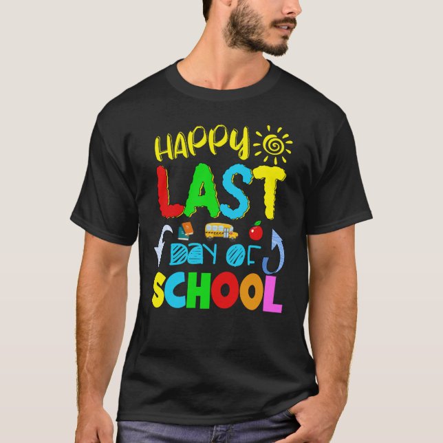 Camiseta feliz último dia de aula 2 escola (Frente)