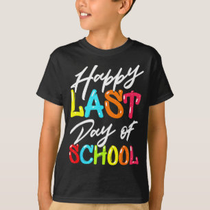 Camiseta Feliz último dia de aula crianças professor aluno