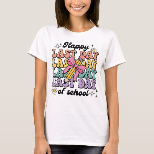 Camiseta Feliz Último Dia de Aula Laço Coquete Fim da Escol
