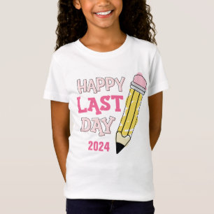Camiseta Feliz Último Dia de Aula Rosa Autógrafo