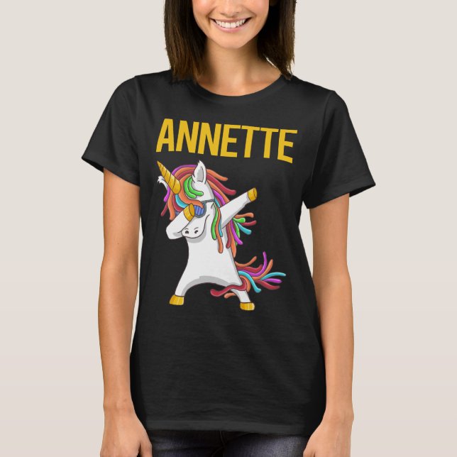 Camiseta Feliz Unicórn - Nome da Annette (Frente)