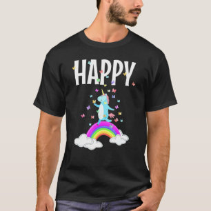 Camiseta Feliz Unicórnio Borboletas Rainbow Kids E Hipster