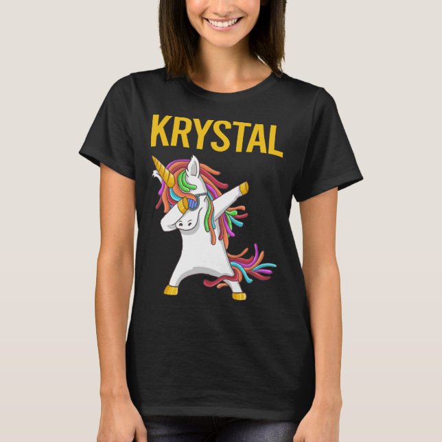 Camiseta Feliz Unicórnio - Nome Krystal (Frente)