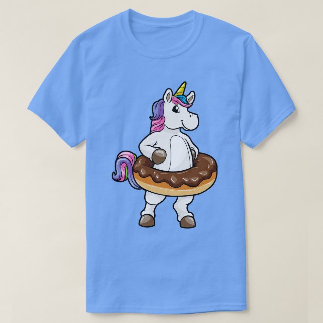 Camiseta Feliz unicórnio num doador de chocolate (Frente do Design)