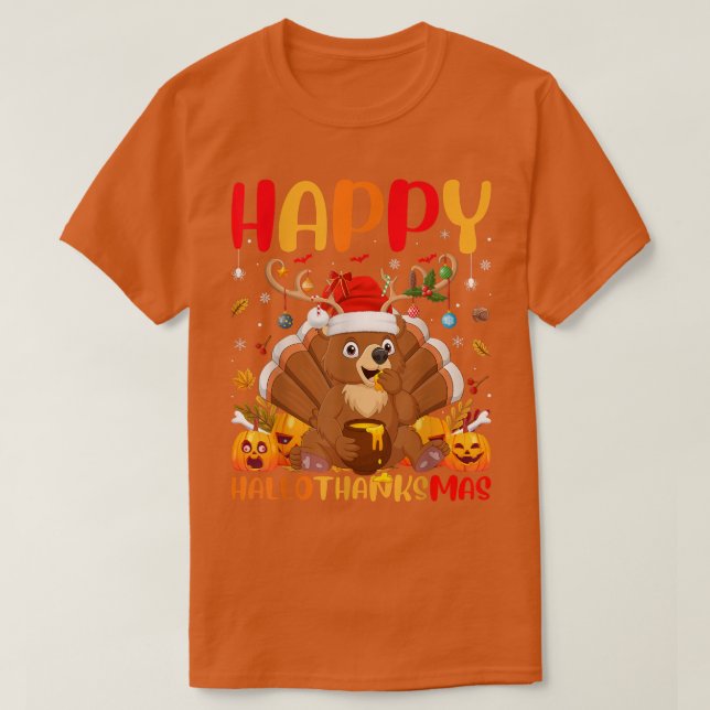 Camiseta Feliz Urso Amante de os animais Engraçado OláObrig (Frente do Design)