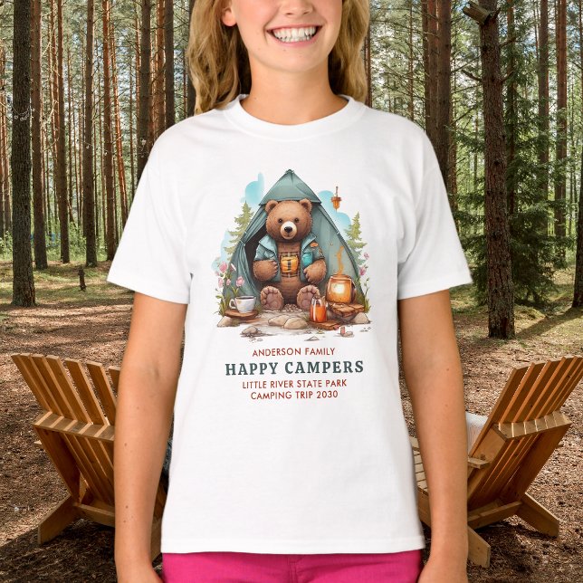 Camiseta Feliz Urso de Acampamento Férias Familiares Person (Criador carregado)