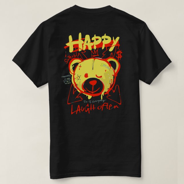 Camiseta Feliz Urso no estilo do Grafite (Verso do Design)