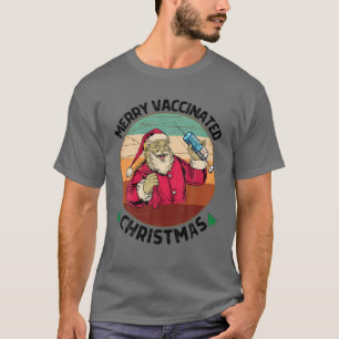 Camiseta Feliz Vacinada de natal Retro Pro Papais noeis de