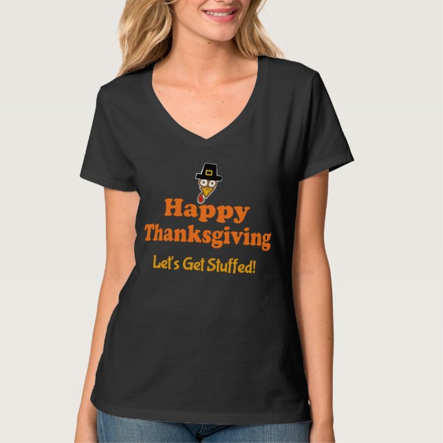 Camiseta Feliz Vamos de Ação de Graças Encher (Frente)