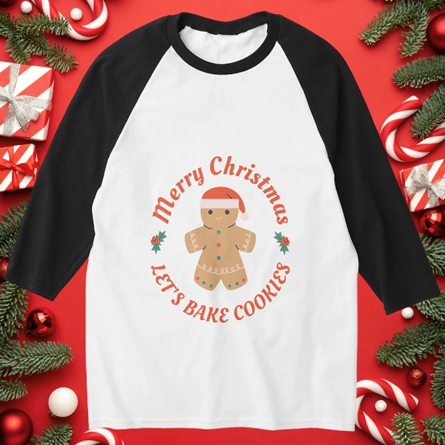 Camiseta Feliz Vamos de Natal - Assar Cookies Gingercake Ma (Criador carregado)