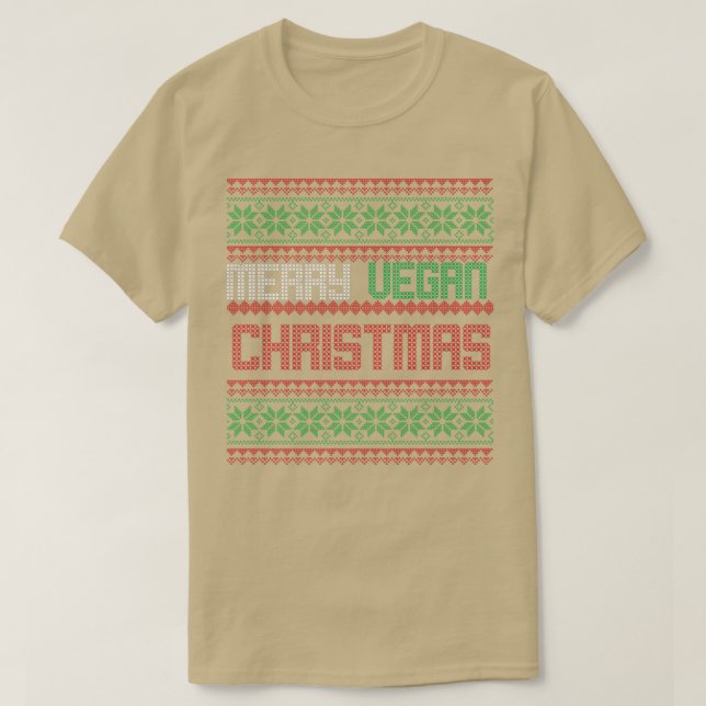 Camiseta Feliz Vegan Natal Engraçado Xmas Vegetarianos (Frente do Design)