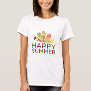 Camiseta Feliz Verão E Sorvete