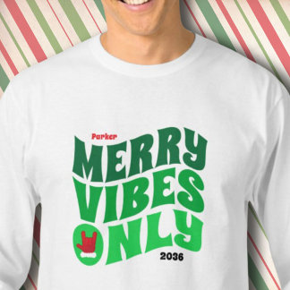 Camiseta Feliz Viba Apenas Ano Verde Correspondendo ao Nata