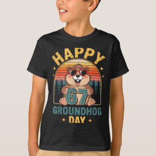 Camiseta Feliz Vintage 67 Dia da Marmota Amante de Animais
