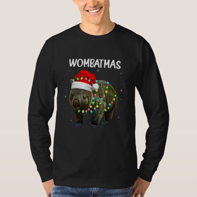 Camiseta Feliz Wombatmas Papais noeis Wombat Wild Animal Xm (Frente)