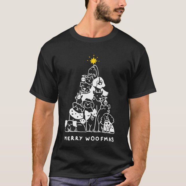 Camiseta Feliz Woofmas ama presente de cachorro de Natal (Frente)