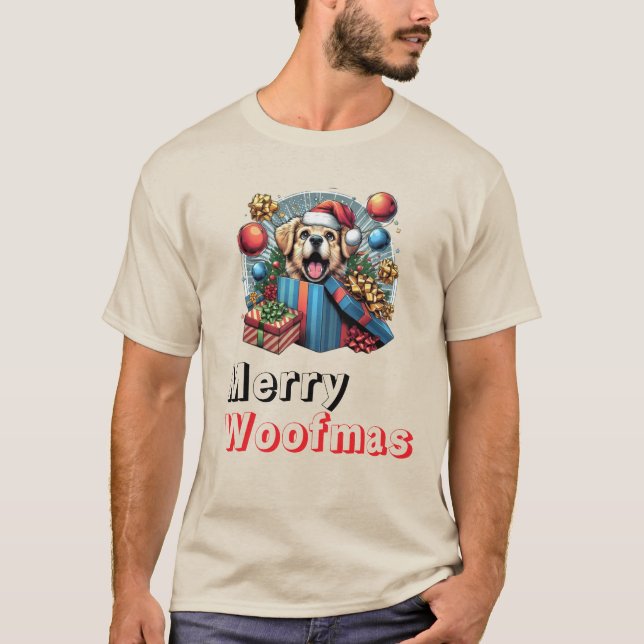 Camiseta Feliz Woofmas, amante de cães de estimação (Frente)