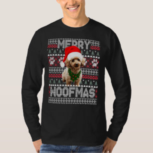 Camiseta Feliz Woofmas Cute Poodle Com Papai Noel Relaxado