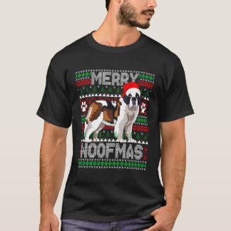 Camiseta Feliz Woofmas Cute Santo Bernard Ugly Sweater