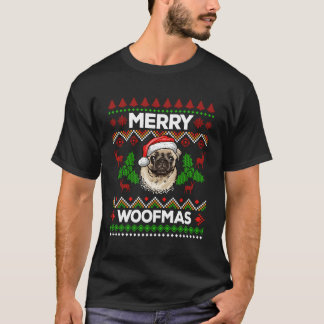 Camiseta Feliz Woofmas Feia Doce Natal Pug Lover Gif