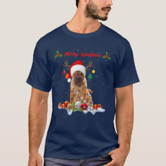 Camiseta Feliz Woofmas Papais noeis de Natal Reindeer Shar