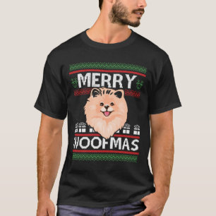 Camiseta Feliz Woofmas Pomerania Cão de Natal