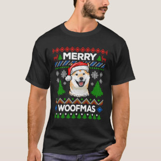 Camiseta Feliz Woofmas Ugly Sweater Natal Shiba Inu Lov
