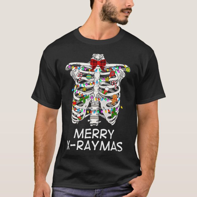 Camiseta Feliz XRaymas Skeleton Rib Cage Christma (Frente)