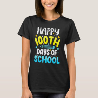 Camiseta Felizes 100 Dias de Escola Crianças Professor Alun