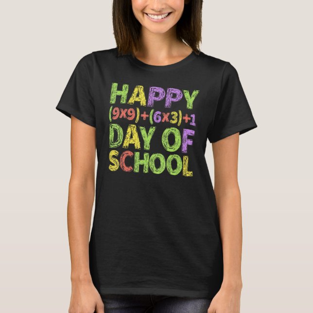 Camiseta Felizes 100 Dias De Escola Fórmula Matemática Colo (Frente)