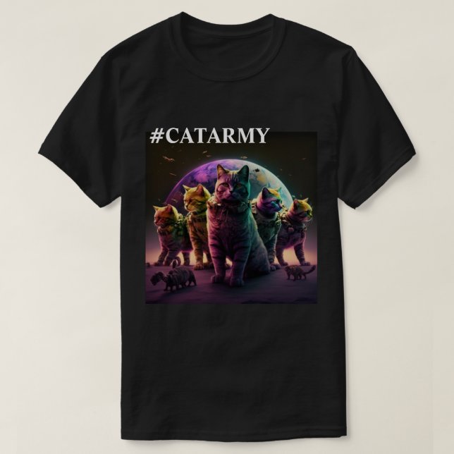Camiseta #Felizes anos novos Oficiais CATARMY #Hoomans Snar (Frente do Design)
