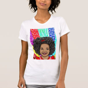 Camiseta Felizes Curvas Arte Digital Moça Afro-American