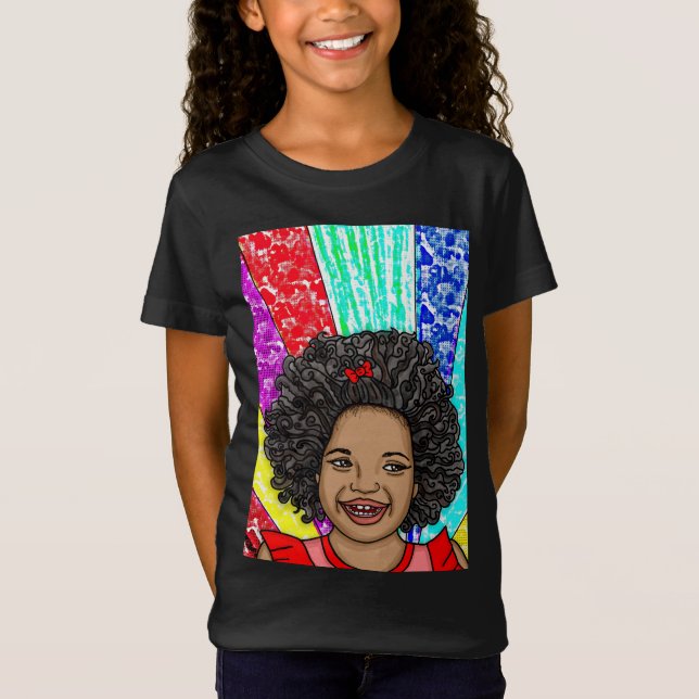 Camiseta Felizes Curvas | Arte Digital | Moça Afro-American (Frente)