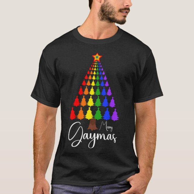 Camiseta Felizes de Natal Gaymas Papais noeis LGBT Humanos (Frente)