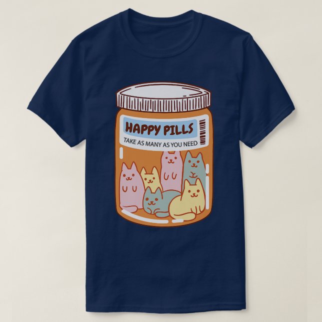 Camiseta Felizes e Engraçados Gatos Saúde Mental Gelados Ad (Frente do Design)