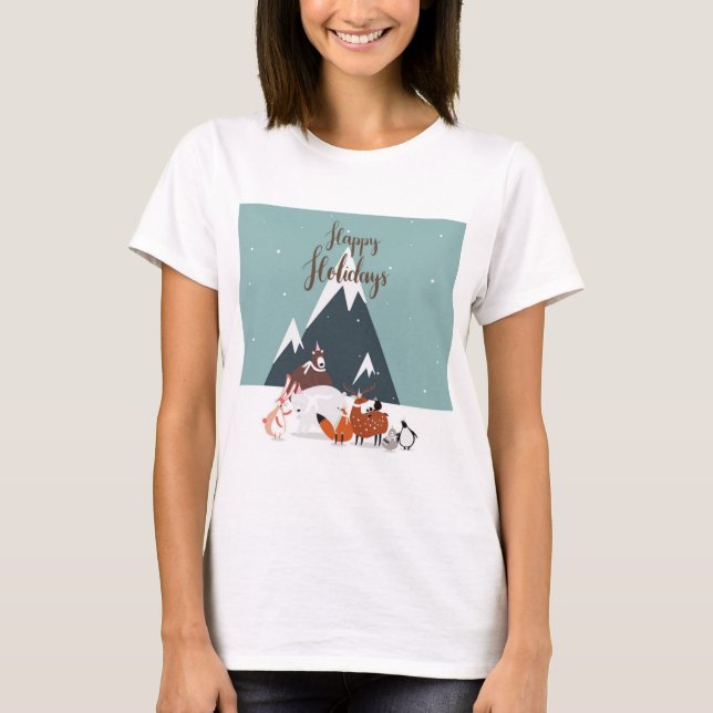 Camiseta Felizes Feriados Animais Amigos (Frente)