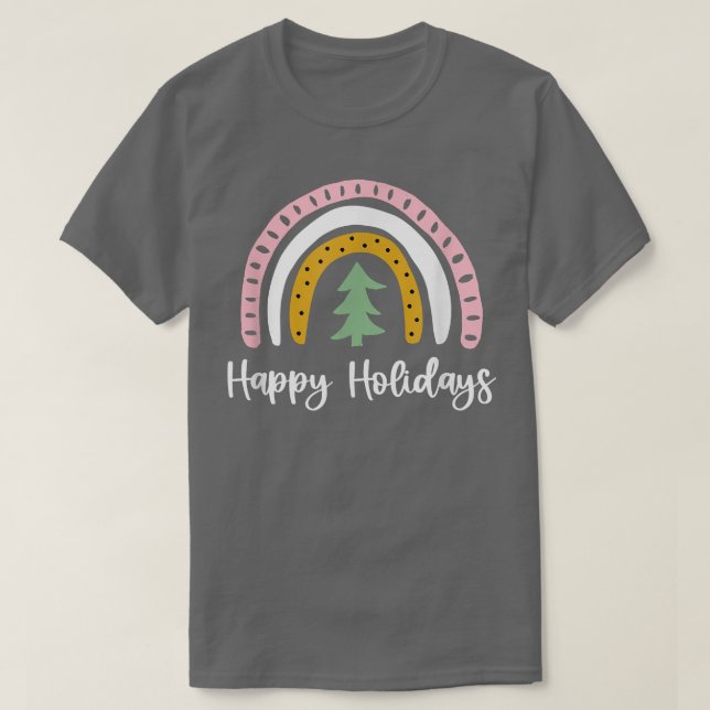 Camiseta Felizes Feriados Árvore de Natal Rainbow T-Shirt (Frente do Design)