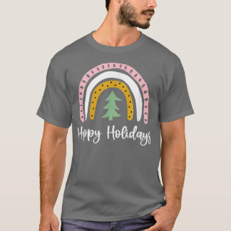 Camiseta Felizes Feriados Árvore de Natal Rainbow T-Shirt
